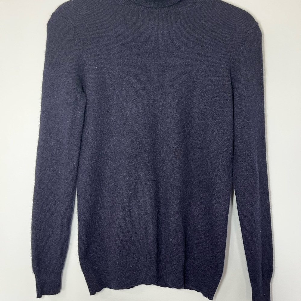 C by Bloomingdales Navy Turtleneck Sweater 100% Cashmere Sz S Classic